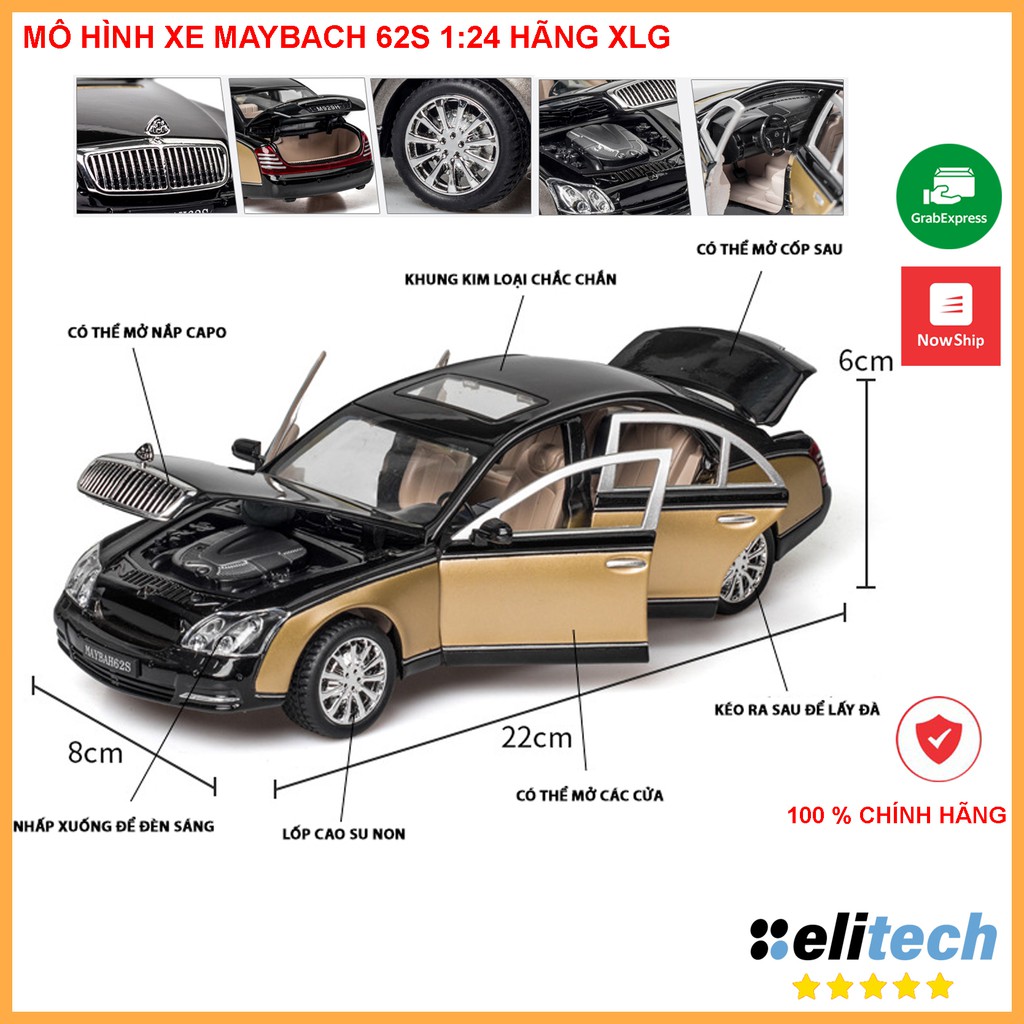 Xe Mô Hình MAYBACH 62S 1:24 Hãng XLG, Thân Xe Kim Loại, Có Đèn Và Âm Thanh