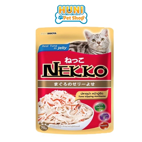 Pate mèo, Pate Nekko Jelly - sốt mèo Neko dạng thạch nhiều vị cá ngừ, gói 70g - Huni Petshop