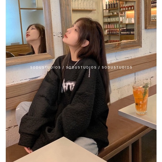 Xiaozhainv Áo Nỉ Tay Dài Cổ Tròn Dáng Rộng In Chữ Cá Tính Phong Cách Retro Thời Trang Cho Nữ | BigBuy360 - bigbuy360.vn