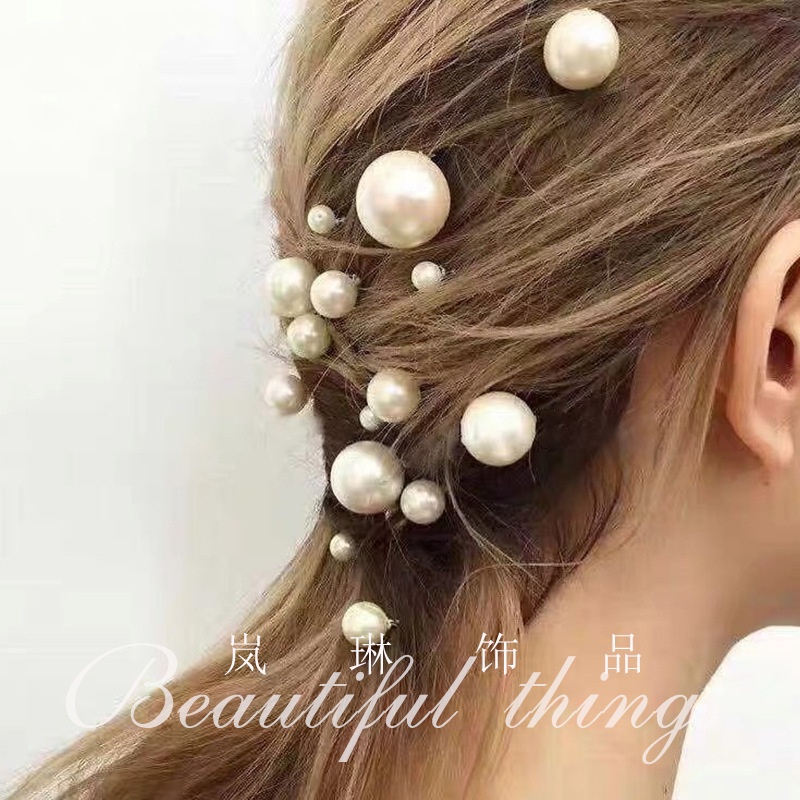 Trâm Cài Tóc Chữ U Đính Ngọc Trai Thủ Công Cho Cô Dâu