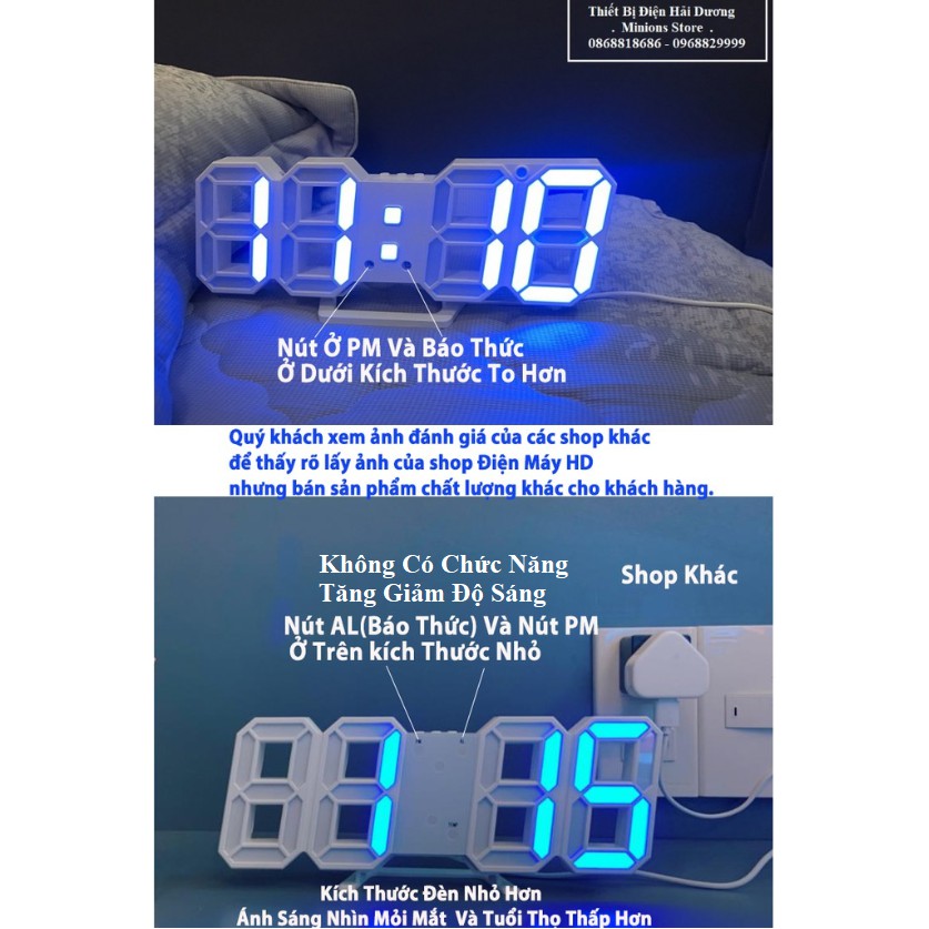 Đồng hồ LED 3D treo tường, để bàn thông minh TN828 Smart Clock - Bảo hành 18 tháng - Trang trí decor vintage căn phòng