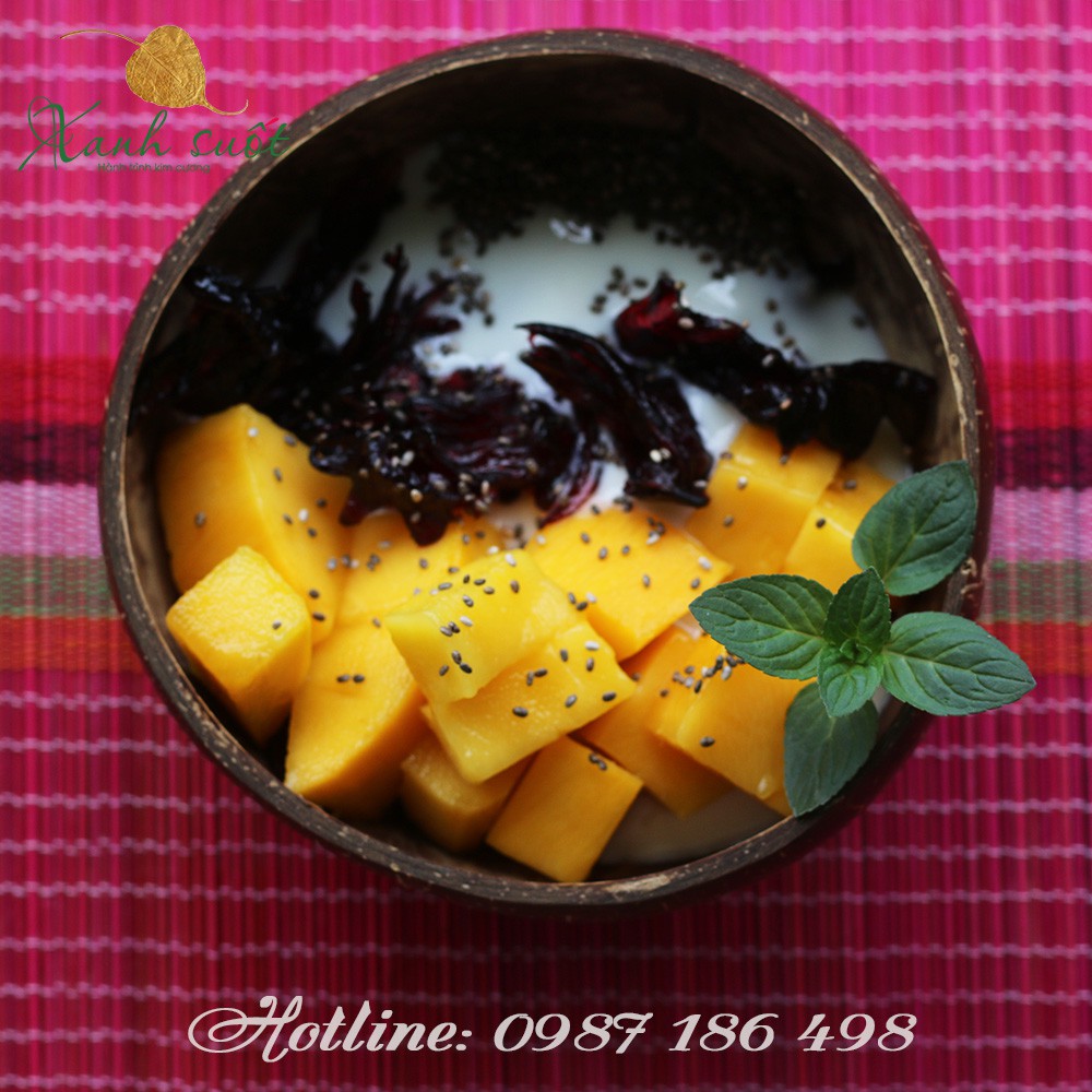 [Xanh Suốt] Bát Gáo Dừa- Coconut Bowl- Bát Gáo Dừa Dày, Vừa Tay Trộn Salad, Hoa Quả, Trang Trí Hoặc Decor