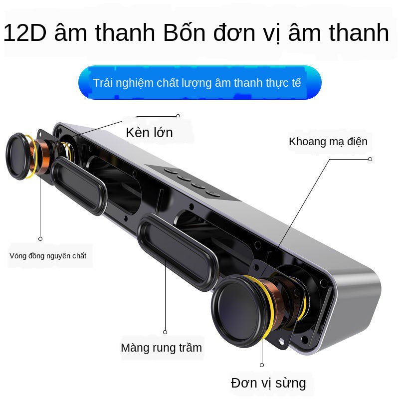 ♕Bluetooth loa nhỏ máy tính xách tay thẻ điện thoại di động không dây xe hơi siêu trầm âm lượng lớn thanh và video