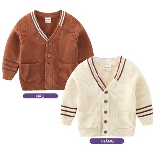 Áo khoác len CARDIGAN bé trai WELLKIDS áo khoác len cho bé họa tiết kẻ viền hàng xuất Âu Mỹ