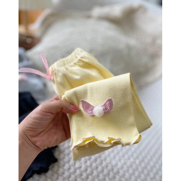 Quần legging hè cotton xịn, quần chống muỗi đốt đính nơ thiên thần cute cho bé gái