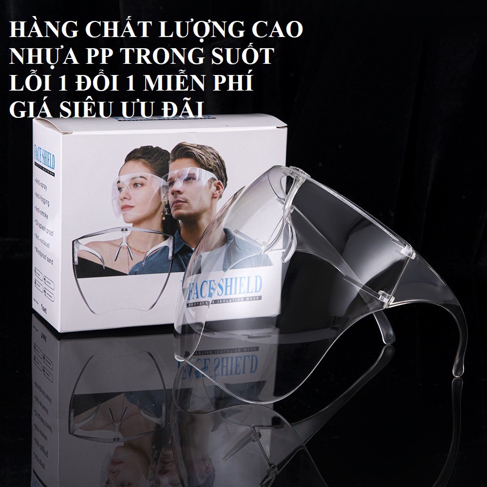 Kính chắn giọt bắn face shield trong suốt không mờ che kín mặt mang lại sự an toàn