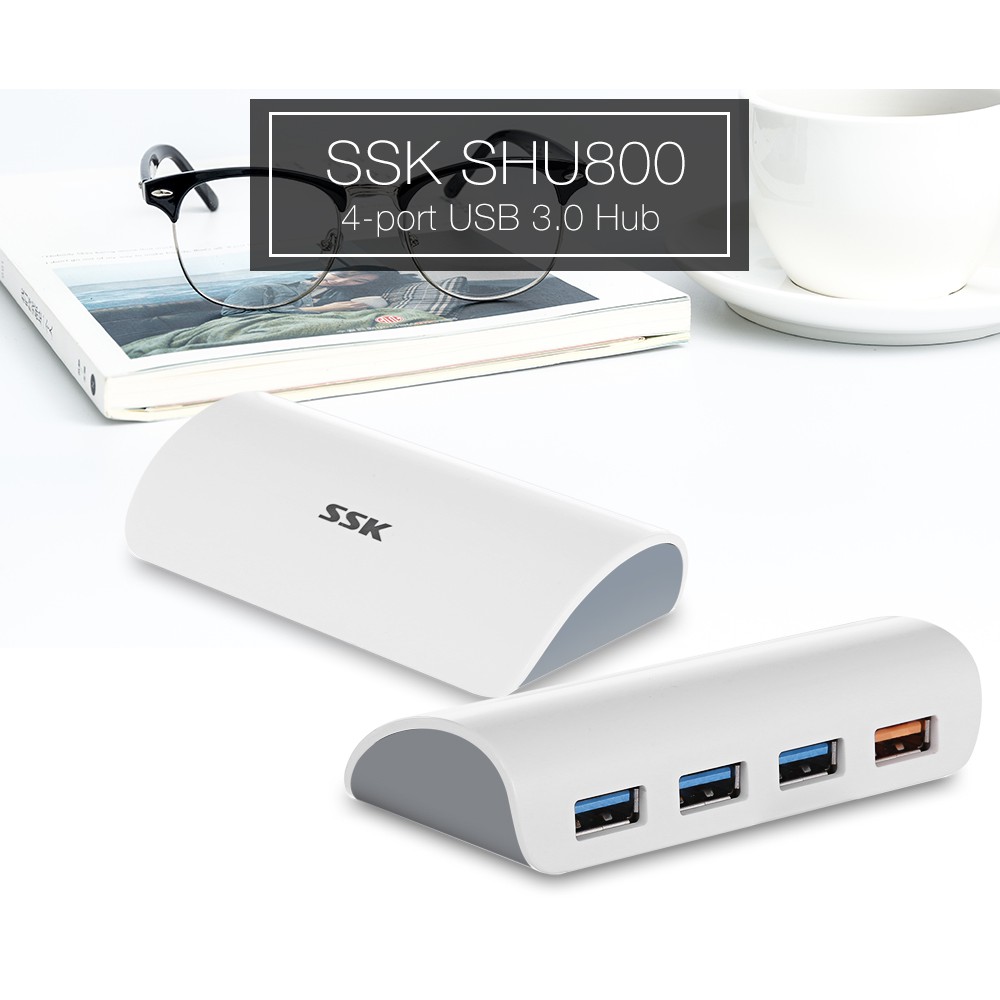 Hub USB bộ chia cổng USB 3.0 từ 1 ra 4 cổng SSK SHU 800 có nguồn rời