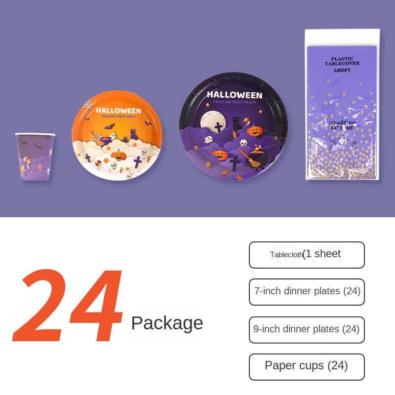 Bộ Cốc / Đĩa Giấy Dùng Một Lần Cho Tiệc Halloween