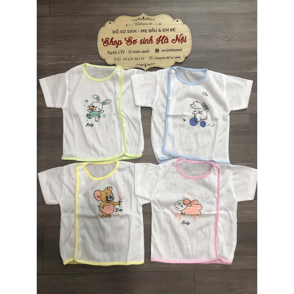 Áo sơ sinh cộc tay 100% cotton.