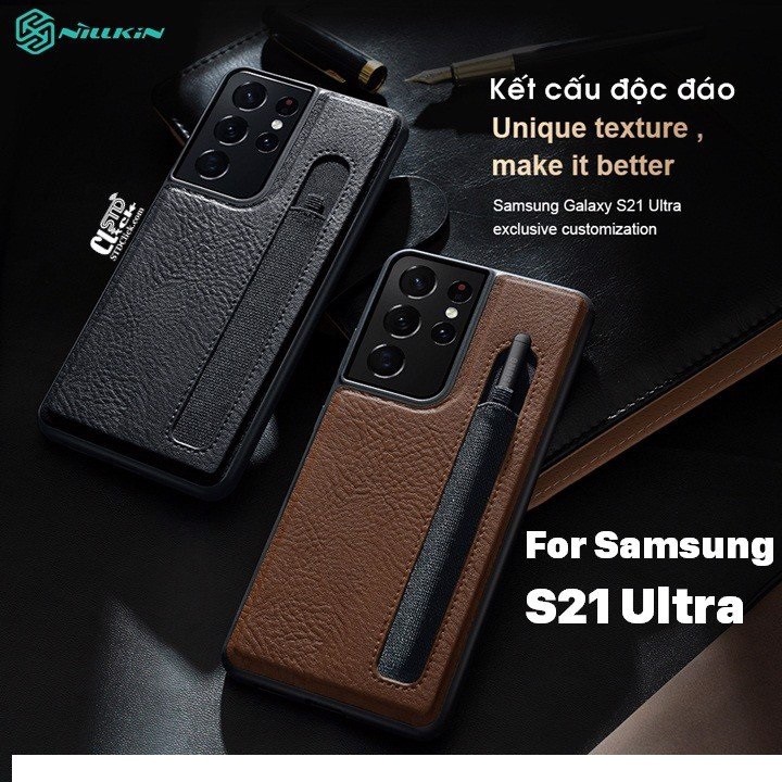 Ốp Điện Thoại Nillkin Aoge có Khe Cắm Bút Cho Samsung Galaxy S21 Ultra 5G/Ốp chống bẩn có khe cắm bút chính hãng samsung