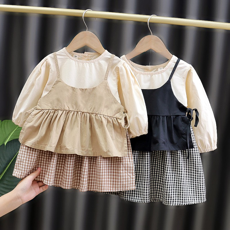 Set Đồ Hai Món Màu Trơn Thời Trang Xuân Thu Hàn Quốc Cho Bé Gái 0-3 Tuổi