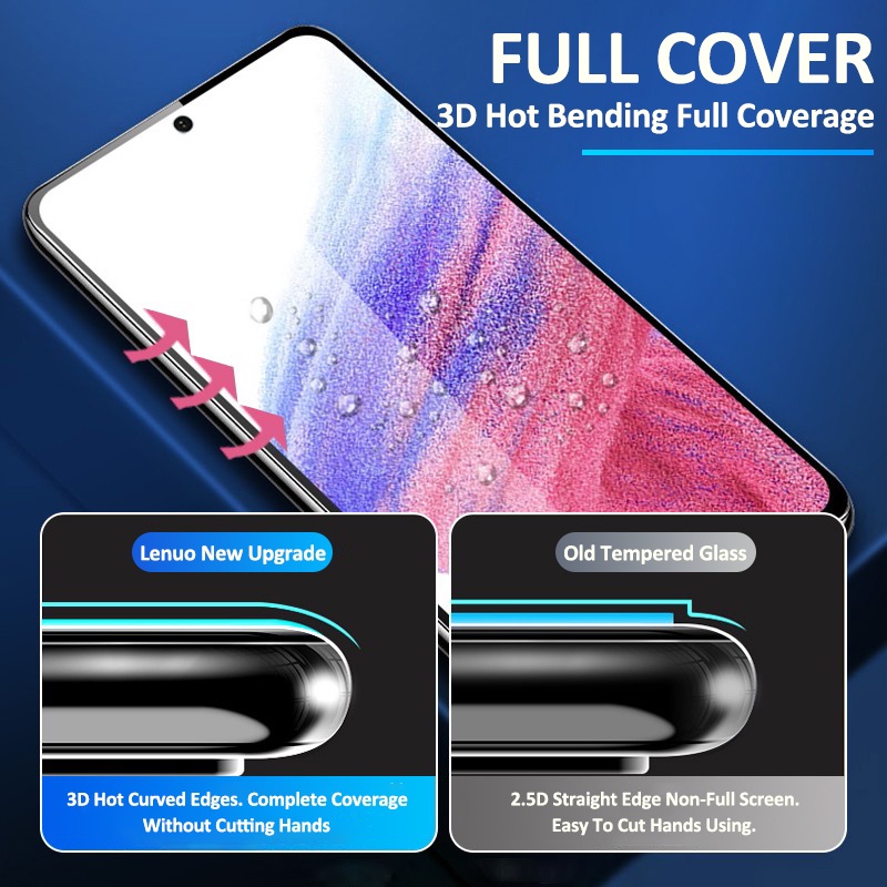 1-6 Kính cường lực Lenuo 9H bảo vệ màn hình chống cháy nổ cho Samsung Galaxy A53 A52 A52S A51 A71 A33 A72 A73