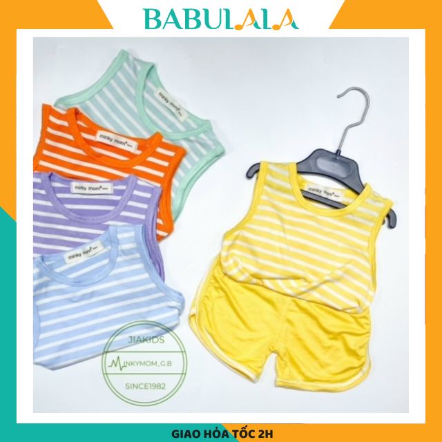 Bộ Ba Lỗ Minky Mom Chính Hãng Cho Bé Trai Gái Vải Thun Lạnh 0 1 2 3 4 5 6 Tuổi-Quần Áo Trẻ Em Sát Nách-BABULALA BL05