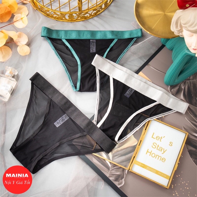 [ L, XL ] Quần Lót Ren Nửa Mông Lưới Xuyên Thấu Sexy Cạp Thun Dày Dặn Chíp Ren Nữ Gợi Cảm Màu Hồng Mainia Shop
