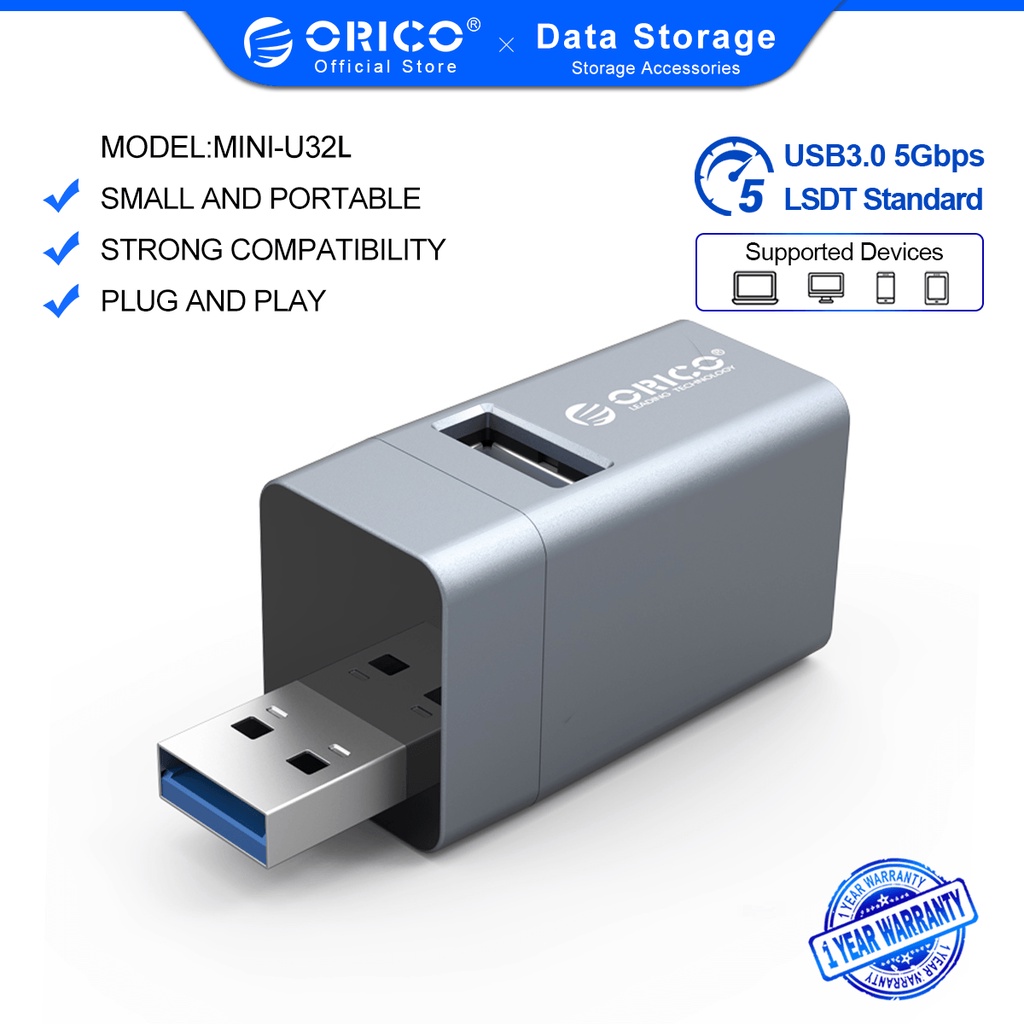 Bộ Chia 3 Trong 1 USB 3.0 ORICO Cho Laptop MINI-U32