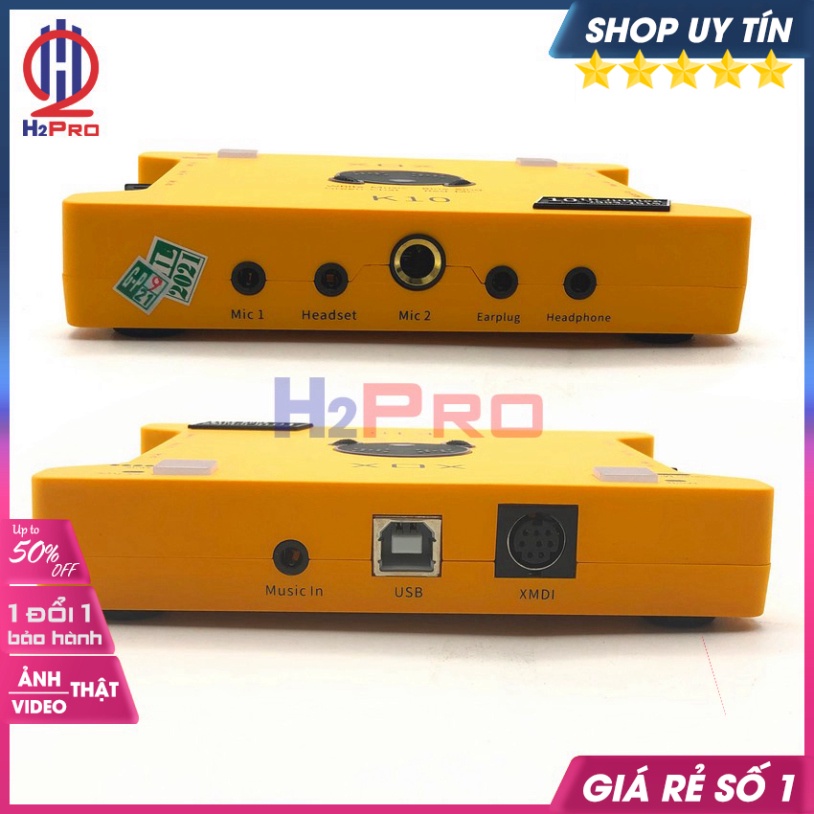 Sound Card Thu Âm, Soundcard Livestream Xox K10 10Th Cao Cấp -Phiên Bản Tiếng Anh (Tặng Bộ 3 Dây Âm Thanh)-H2Pro Audio