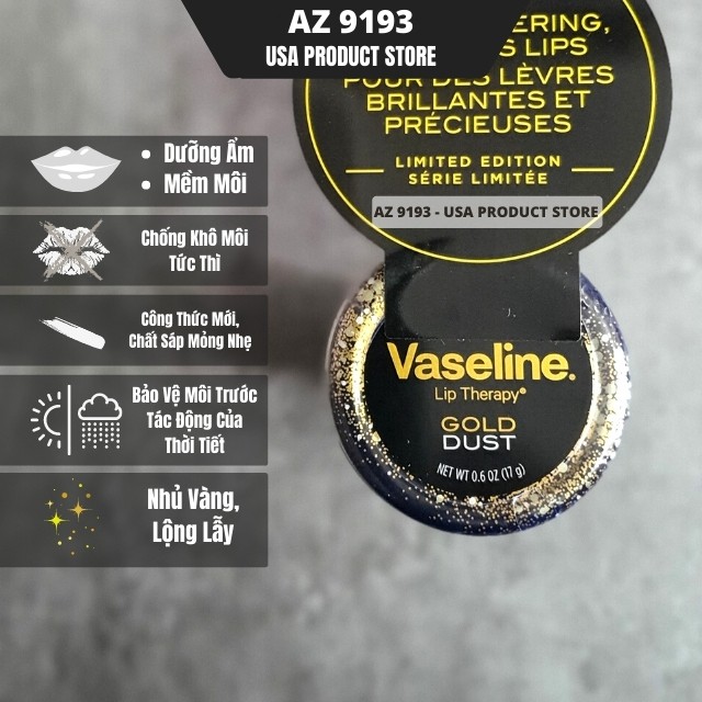 Son Dưỡng Môi VASELINE, Hộp Thiếc 17g - Dưỡng Ẩm, Chống Khô Môi Tức Thì, Bổ Sung Vitamin Giúp Mềm Min Môi - Az 9193