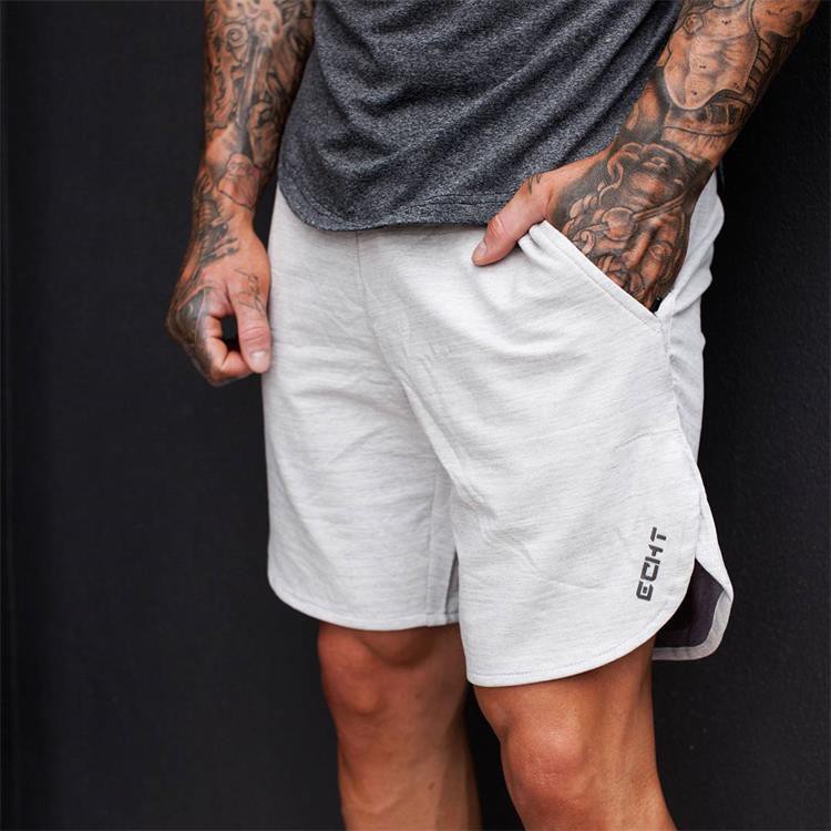 Quần Short Tập Gym Nam ECHT Vải Nỉ Da Cá 100% Cotton