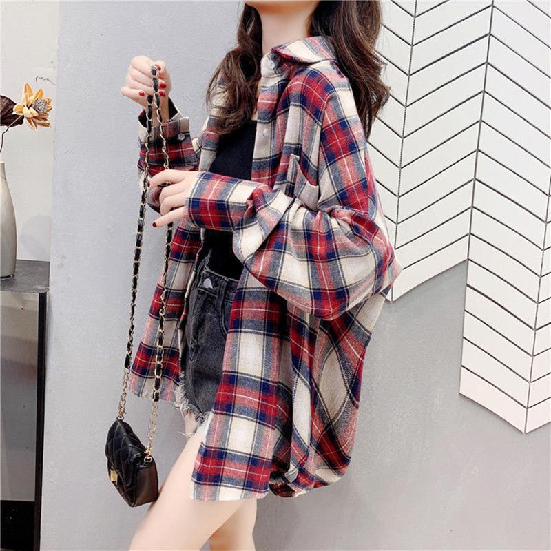 Áo Sơ Mi cotton Kẻ Sọc Ca Rô Cổ Điển 95% Enerire 2022Iloire/Livenown95% 2022 L3.16Llol Dành Cho Nữ