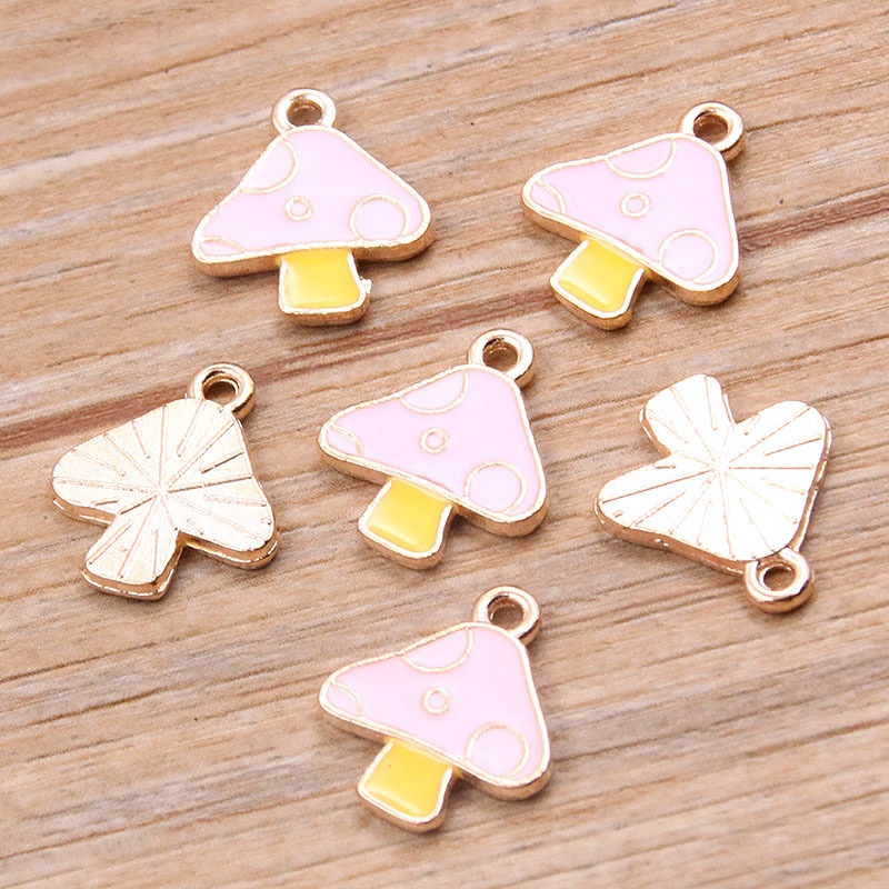 Set 10 Mặt Vòng cổ Hình Nấm Bằng Hợp Kim Nhiều Màu Sắc Diy
