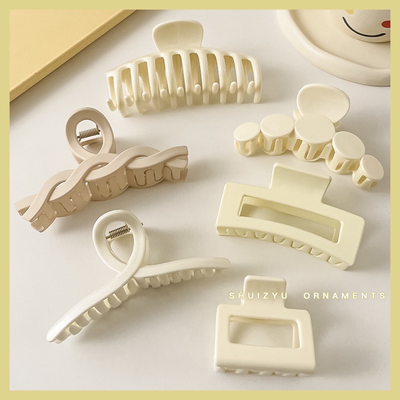 Kẹp Tóc Cỡ Lớn Bằng Acrylic Màu Trắng Phong Cách Hàn Quốc Cao Cấp