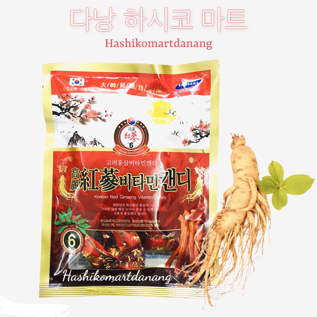 Kẹo hồng sâm hoa anh đào có đường nhập khẩu Hàn Quốc 200g
