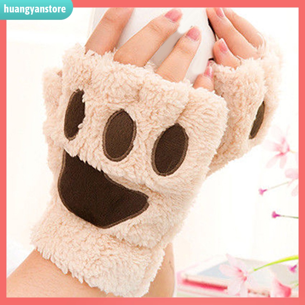 HY| Găng tay nửa ngón hình móng vuốt gấu đáng yêu cho nữ