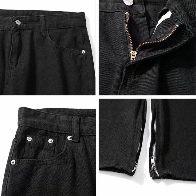 Quần jean rách dáng ôm phối khóa kéo thời trang cá tính tùy chọn màu sắc cho nam