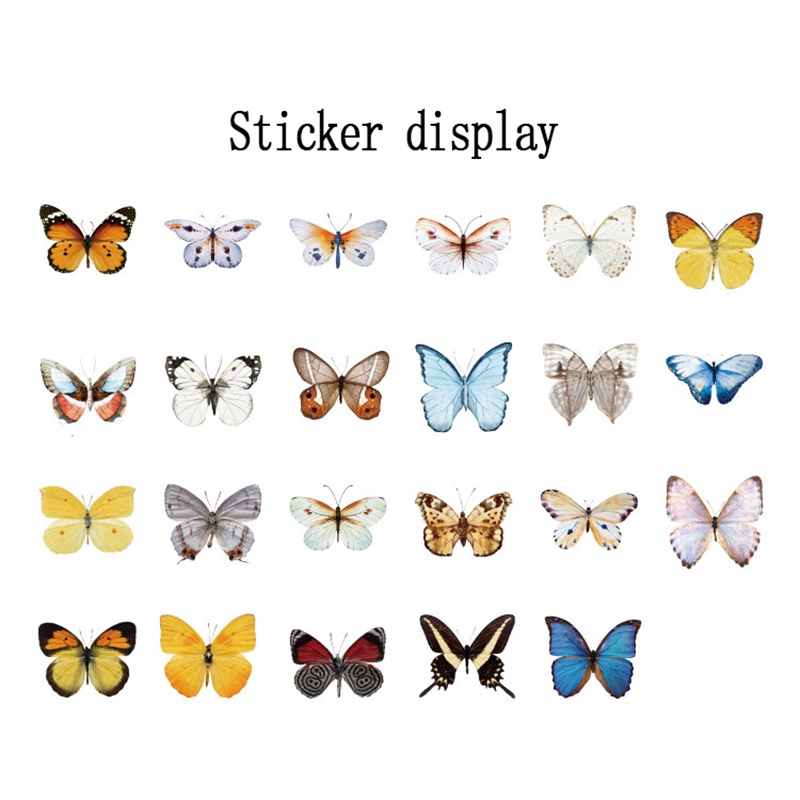 Set 45 Miếng Dán Trang Trí Sổ Tay / Nhật Ký Hình Bướm Xinh Xắn