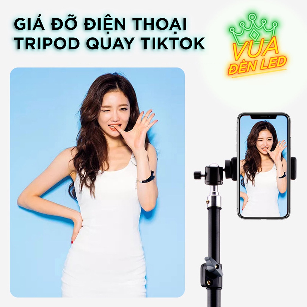 Giá đỡ điện thoại-Tripod quay TikTok chân đèn livestream chân đỡ máy ảnh cứng bền đẹp chắc chắn triệu view