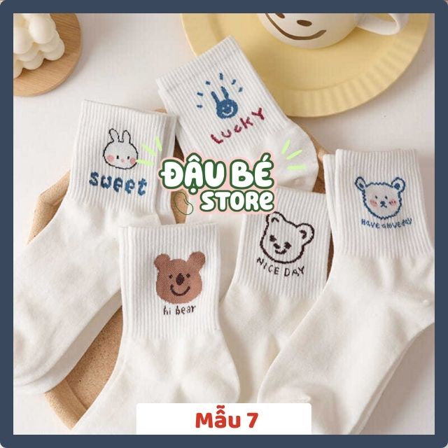 Tất Nữ Cổ Ngắn, Vớ Nữ Cổ Cao Họa Tiết Ulzzang Hình Gấu Cute Nhiều Màu Dễ Thương Phong Cách Hàn Quốc - DAUBE - Pk085
