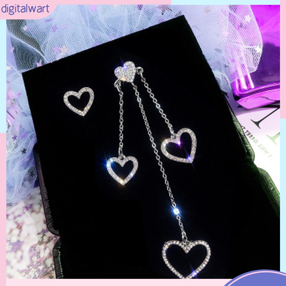 Đôi Bông Tai Dáng Rơi Họa Tiết Bướm Và Trái Tim Xinh Xắn Cho Nữ