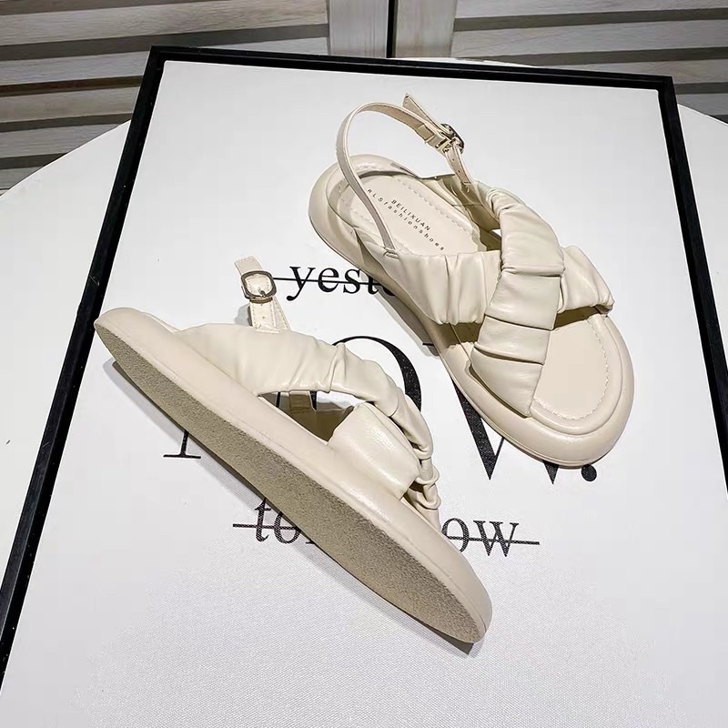 Sanđal Nữ Quai Chéo . SanĐan Học Sinh Quai Chéo Nhún Đế Cao Su Mềm