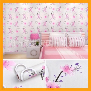 10m Giấy Dán Tường Sẵn Keo Hoa Đào Hồng (dài 10m x rộng 45cm /cuộn), decal trang trí tường đẹp.