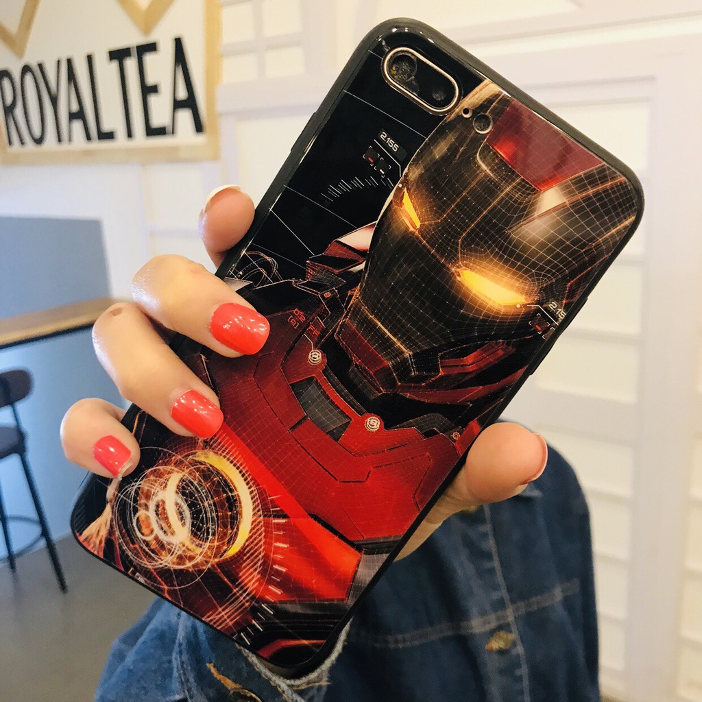 [ IPHONE ] Ốp Lưng Kính Cường Lực Iron vs Spider cho iphone các dòng 6 6s 7 8 plus x 11 pro max 12/12promax-k204