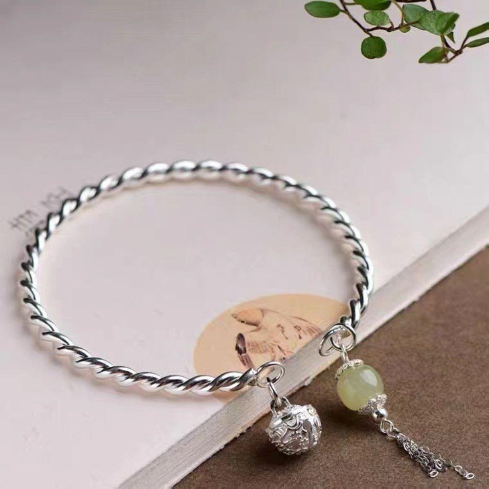 Mocho1 Hetian Chalcedony Vòng Đeo Tay Cổ Điển Một Bước Thời Gian Làm Quà Tặng Phong Cách Trung Hoa Cho Cô Dâu
