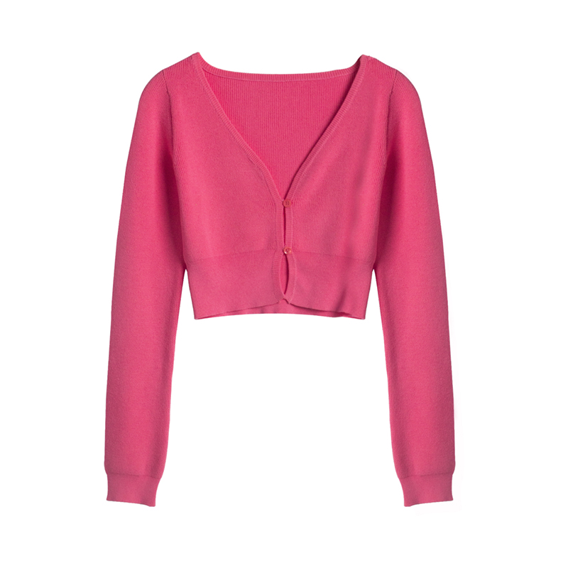 SUXI Áo Croptop Dệt Kim Màu Trơn Chống Nắng Cho Nữ