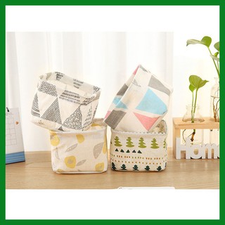 Giỏ vải bố mini dùng đựng bút, đồ cá nhân để bàn tiện lợi size 11*11*9cm