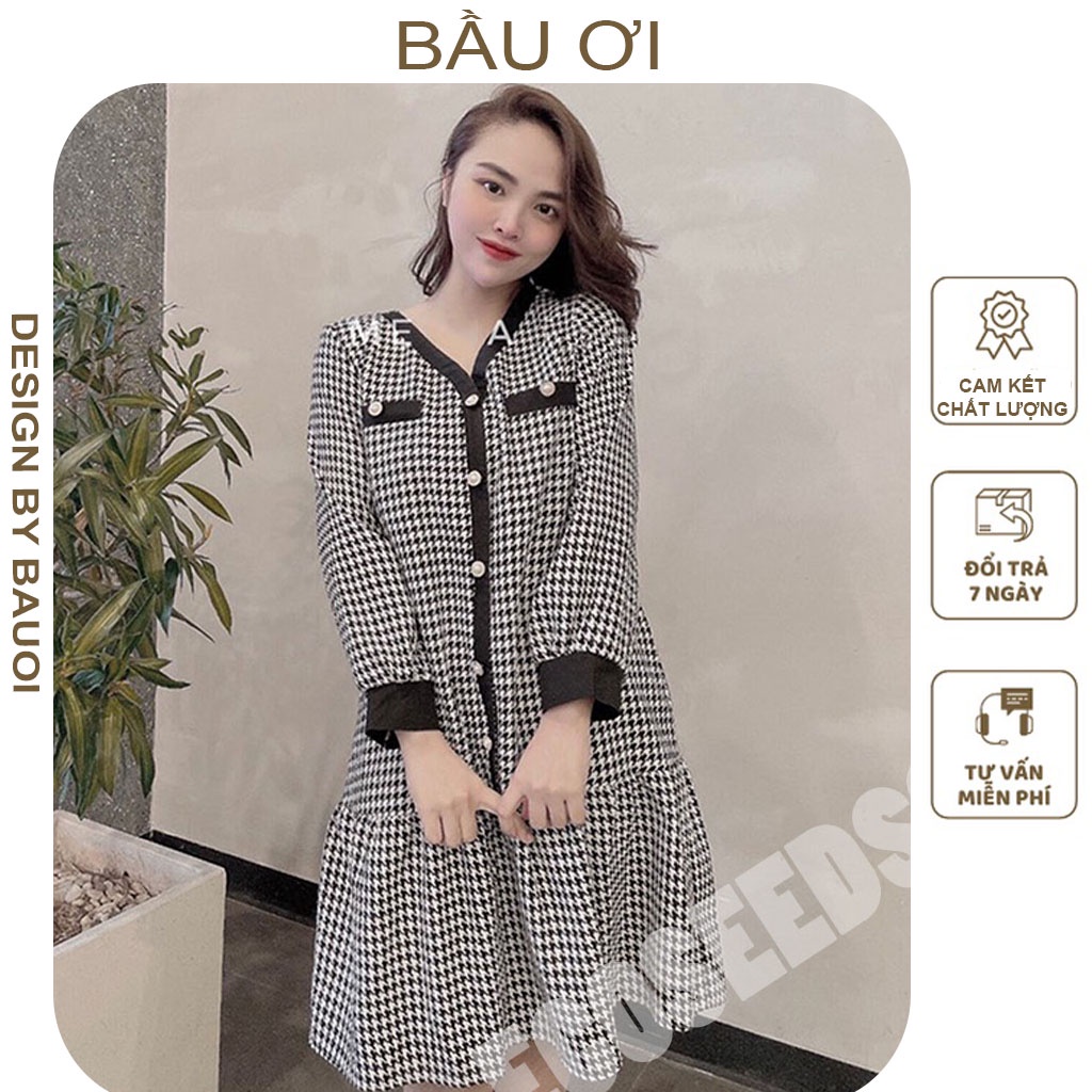 [BAUOII V84] VÁY BẦU CÔNG SỞ HÀNG THIẾT KẾ - ĐẦM BẦU THU ĐÔNG DÁNG SUÔNG RỘNG DÀI TAY CỔ CHỮ V FREE SIZE