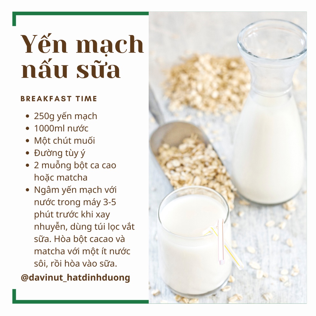 Yến mạch cán dẹt Davinut giảm cân Úc 500g, ngũ cốc oats ăn liền hữu cơ nguyên cám ăn kiêng, dinh dưỡng cho bé ăn dặm