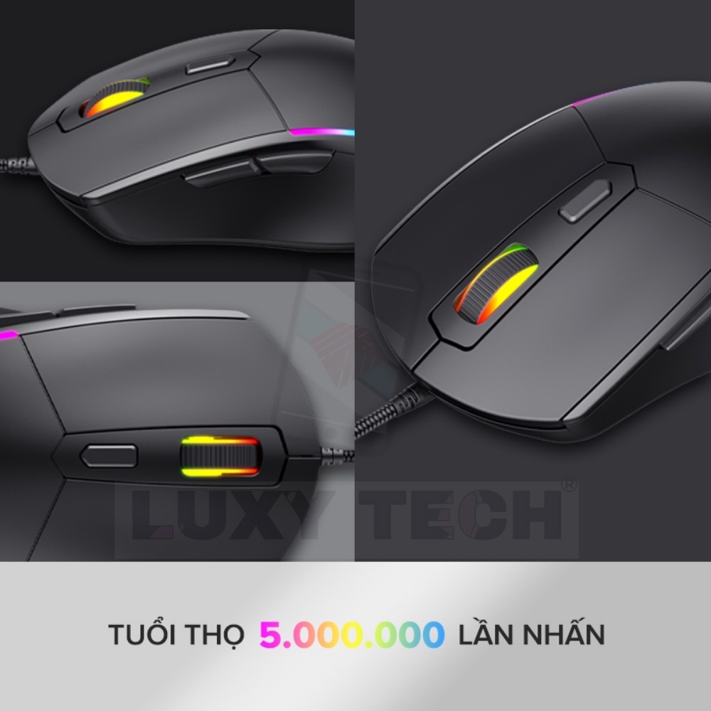 Chuột Gaming HAVIT M79, LED RGB, 6 Nút Điều Chỉnh + 4 Chế Độ DPI, 5tr Lần Click - Chính Hãng BH 12 Tháng