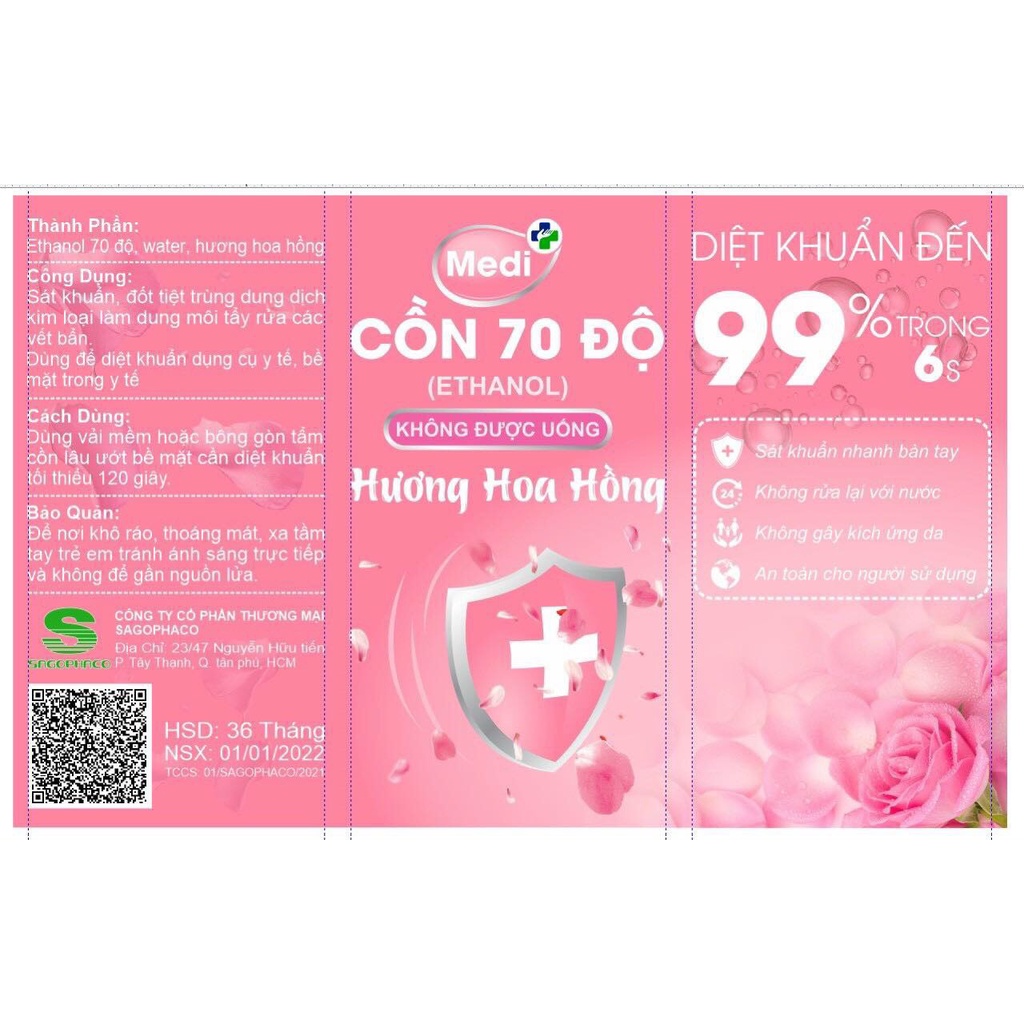 SRMA9776 giảm 50%-Cồn y tế Ethanol MEDI 70 độ xịt sát khuẩn tiện lợi 100ml hương sả chanh, hoa hồng, oải hương, bạc hà