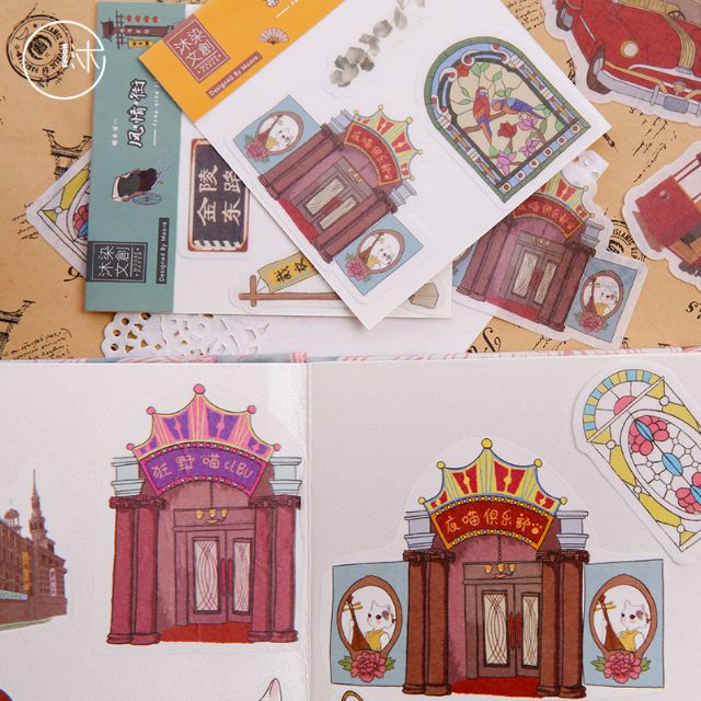 Túi 40 hình dán sticker mèo sang chảnh phong cách cổ điển