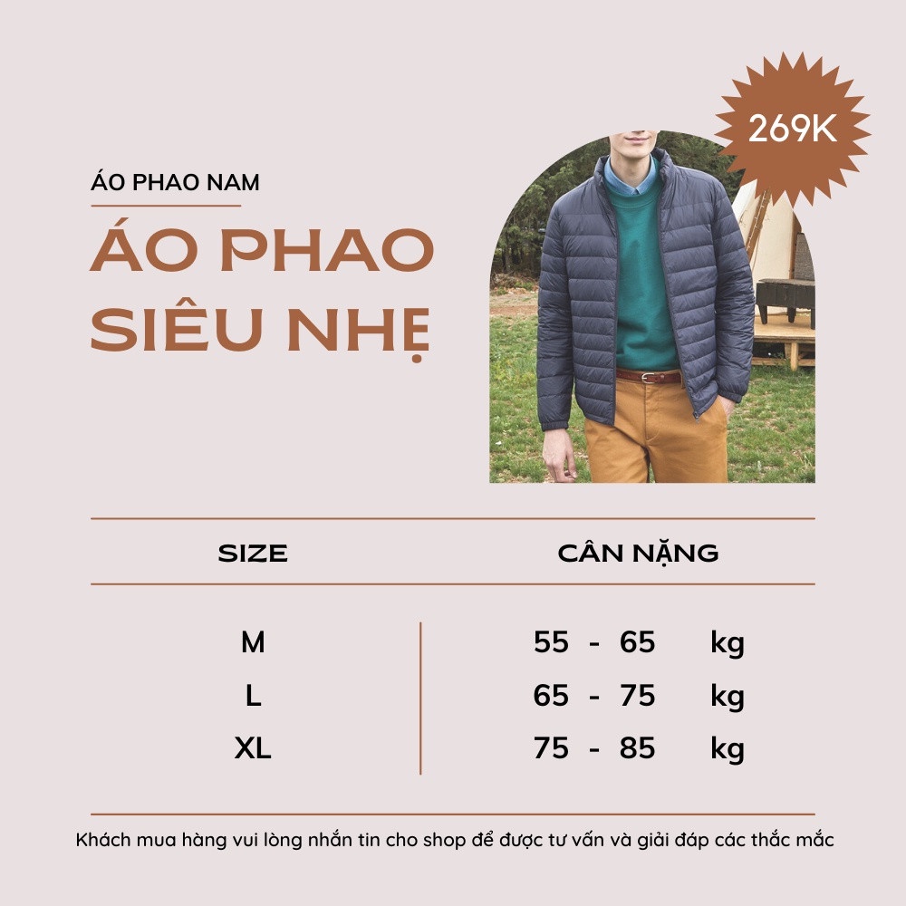 Áo khoác nam Áo phao lông vũ Jacket Nam cao cấp BATIR dáng Regular fit cổ trụ 3 phân bo cổ tay và gấu áo