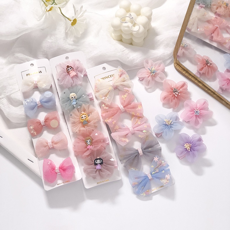 Set 5 kẹp tóc nơ KIDSBOWS nhiều màu dễ thương cho bé gái