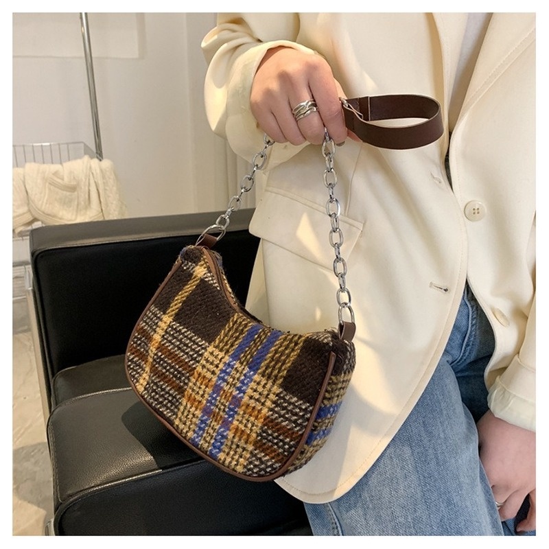 Túi tote Đeo Vai / Đeo Cánh Tay Cỡ Lớn Họa Tiết Kẻ Sọc Chất Liệu canvas Thời Trang Thu Đông NB00357