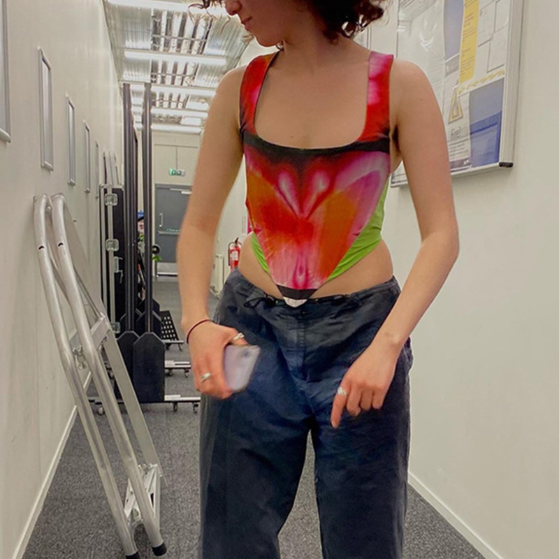 Áo Croptop Hai Dây In Họa Tiết Bươm Bướm Xinh Xắn Thời Trang Cho Nữ