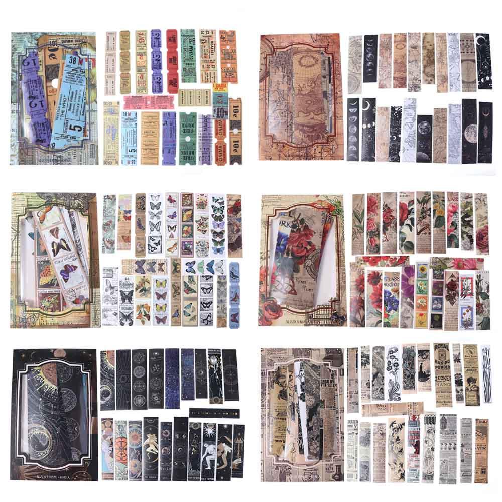 PATRICIA Miếng Dán Trang Trí Sổ Tay / Nhật Ký / Sổ Tay Họa Tiết Năm Mới Kiểu Retro DIY