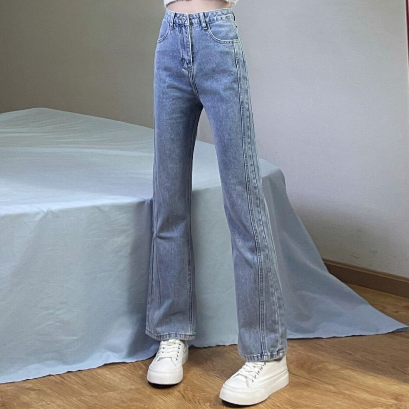 Quần jeans nữ COZOKC lưng cao ống loe thời trang Hàn Quốc