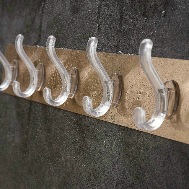 Sét 1-3 GIÁ TREO ĐỒ DÁN TƯỜNG 5 CHẤU MÓC TRONG SUỐT